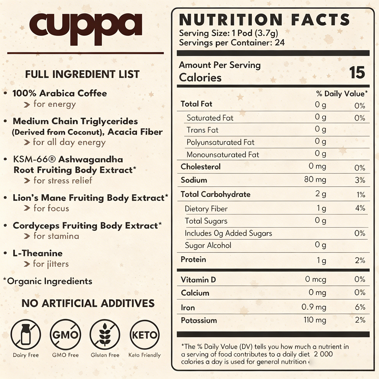 Cuppa Lion’s Mane & Ashwagandha Healthy Coffee 24 Servings